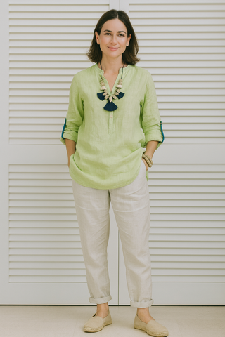 Lucia Pure Natural Linen SOLID COLOR SHIRT P C Crafts