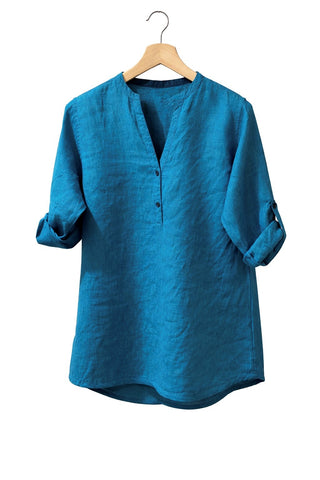 Teal Blue Linen Co-Ord Set for Women | Premium Summer Linen Outfit India-Lucia