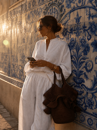 White Premium Linen Shirt for Women | Breathable Summer Linen Top-Lucia