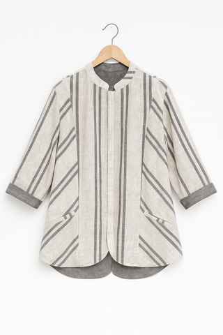 ISABELLA REVERSIBLE LUXE PURE LINEN JACKET – EFFORTLESS TWO WAY STYLE P C Crafts