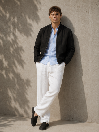 RIVIERO Black Linen Jacket for Men | Premium Washed Linen Luxury Jacket | FABULOUS! Linen