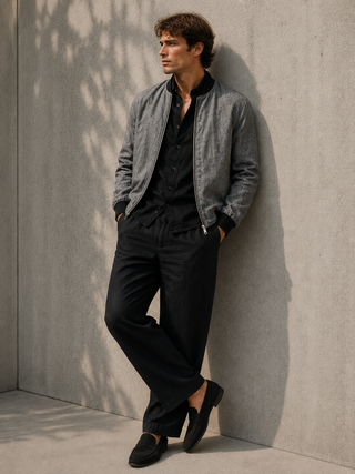 RIVIERO Graphite Linen Jacket for Men | Premium Washed Linen Luxury Jacket | FABULOUS! Linen