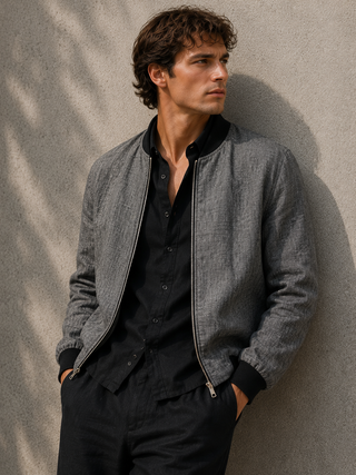 RIVIERO Graphite Linen Jacket for Men | Premium Washed Linen Luxury Jacket | FABULOUS! Linen