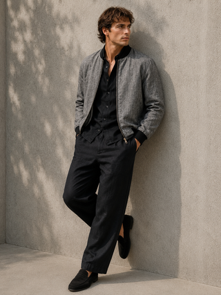 RIVIERO Graphite Linen Jacket for Men | Premium Washed Linen Luxury Jacket | FABULOUS! Linen