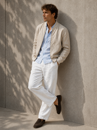 RIVIERO Sand Beige Linen Jacket for Men | Premium Washed Linen Luxury Jacket | FABULOUS! Linen
