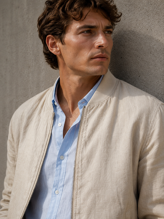 RIVIERO Sand Beige Linen Jacket for Men | Premium Washed Linen Luxury Jacket | FABULOUS! Linen