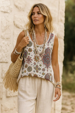 SERA PURE NATURAL LINEN VIVID ORNAMENTS  TANK TOP P C Crafts