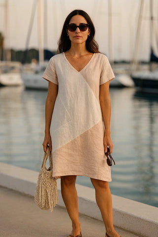 ARIA PURE NATURAL LINEN SLEEVE DRESS P C Crafts
