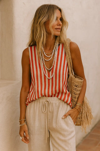 ALMA PURE NATURE LINEN STRIPED SUNSET TANK TOP P C Crafts