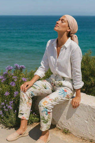 CLEO PURE NATURAL LINEN FLORAVINE PRINTED PANT P C Crafts