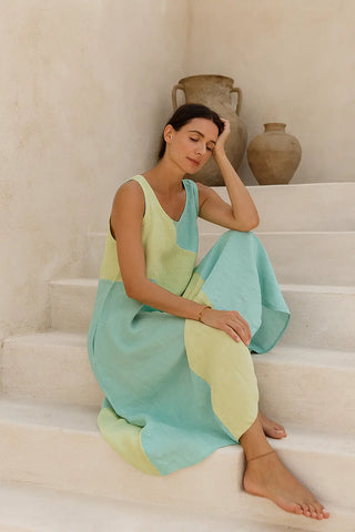 LUNINA PURE NATURAL LINEN  SLEEVELESS DRESS P C Crafts