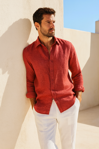 RIVIERA Men Pure Linen Shirt — Where Mediterranean Elegance Meets Modern Menswear P C Crafts