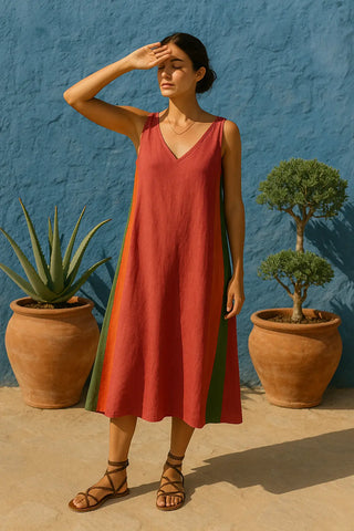ARALA PURE NATURAL LINEN SLEEVELESS CLASSIC DRESS P C Crafts