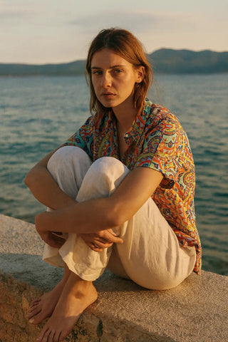 IVY PURE NATURAL LINEN COLORWAVE ABSTRACT SHIRT P C Crafts