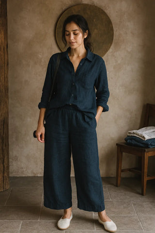 NARLA PURE NATURAL LINEN SOLID COLOR CO-ORD SET P C Crafts