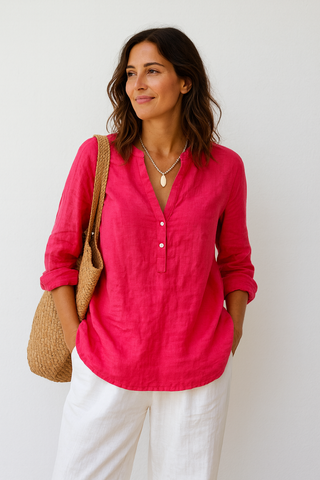 Lucia Pure Natural Linen SOLID COLOR SHIRT P C Crafts