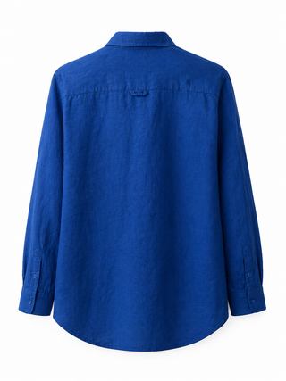 Premium Washed Linen Shirt in Marine Blue - Narla Shirt | FABULOUS! Linen by P C Crafts