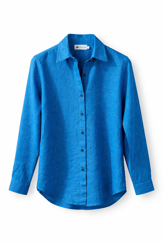 NARLA Azure Riviera Premium Natural Linen Shirt – Timeless Luxury Essential
