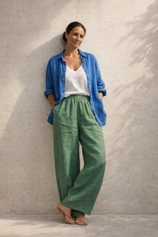 NARLA Azure Riviera Premium Natural Linen Shirt – Timeless Luxury Essential