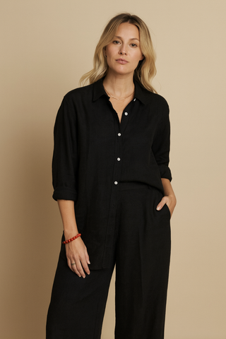 NARLA Pure Natural Linen Black Co-Ord Set for Women | Premium Linen Matching Set | FABULOUS! Linen