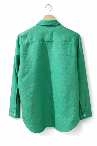 NARLA Mediterranean Green Pure Natural Linen Shirt – Timeless Luxury Essential