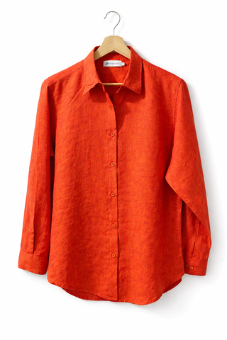 NARLA Premium Linen Co-Ord Set — Sunlit Orange with a Touch of Mediterranean Luxury