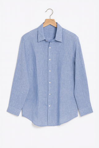 NARLA Sky Blue Linen Shirt – Effortless Mediterranean Elegance
