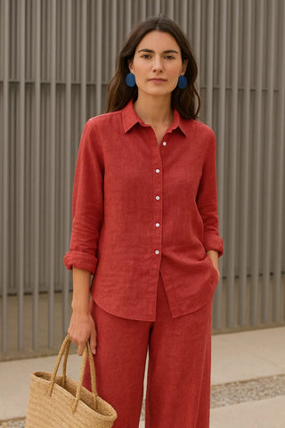 Narla Pure Natural Linen Classic Shirt | Sustainable Handmade Linen by P C Crafts P C Crafts