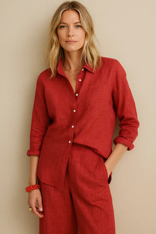 Narla Pure Natural Linen Classic Shirt | Sustainable Handmade Linen by P C Crafts P C Crafts