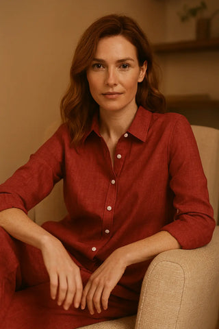 Narla Pure Natural Linen Classic Shirt | Sustainable Handmade Linen by P C Crafts P C Crafts