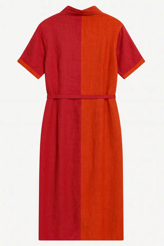 SHENNA PURE NATURAL LINEN COLOR BLOCK SHIRT DRESS P C Crafts