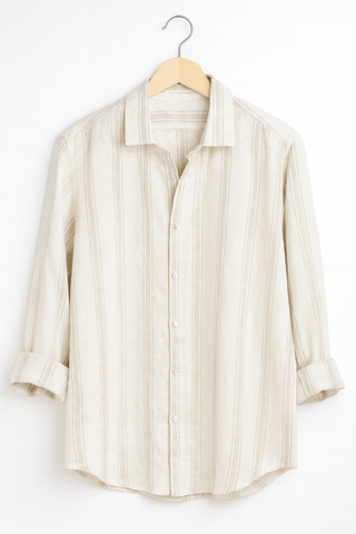 RIVIERA Men Linen Striped Shirt — Where Mediterranean Elegance Meets Modern Menswear P C Crafts