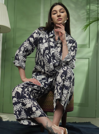 ESME  PURE NATURAL LINEN AZURE GARDEN SHIRT P C Crafts