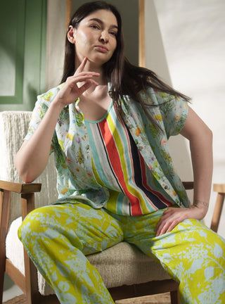 IVY PURE NATURAL LINEN FLUTTERING BLOOMS  SHIRT P C Crafts