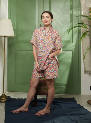 IVY PURE NATURAL LINEN COLORWAVE ABSTRACT SHIRT P C Crafts