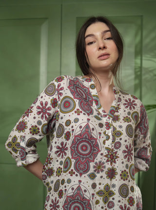 WAL PURE NATURAL LINEN VIVID ORNAMENTS SHIRT P C Crafts