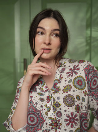 WAL PURE NATURAL LINEN VIVID ORNAMENTS SHIRT P C Crafts