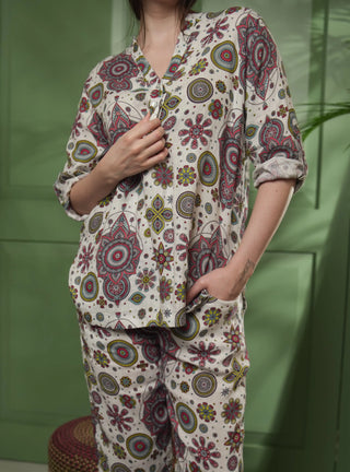 WAL PURE NATURAL LINEN VIVID ORNAMENTS SHIRT P C Crafts