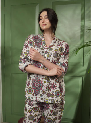 WAL PURE NATURAL LINEN VIVID ORNAMENTS SHIRT P C Crafts