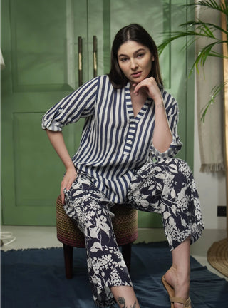 WAL PURE NATURAL LINEN  BLUEBLISS STRIPE SHIRT P C Crafts