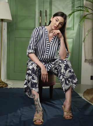 WAL PURE NATURAL LINEN  BLUEBLISS STRIPE SHIRT P C Crafts