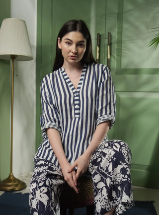 WAL PURE NATURAL LINEN  BLUEBLISS STRIPE SHIRT P C Crafts