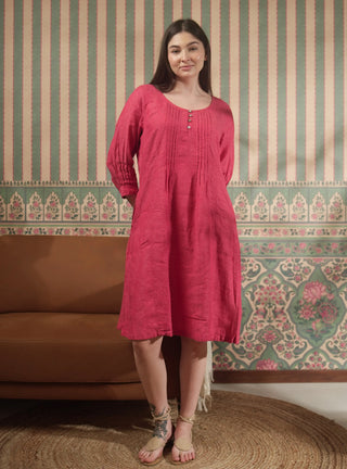 ISLA PURE NATURAL LINEN SOLID COLOR PLEATED DRESS P C Crafts