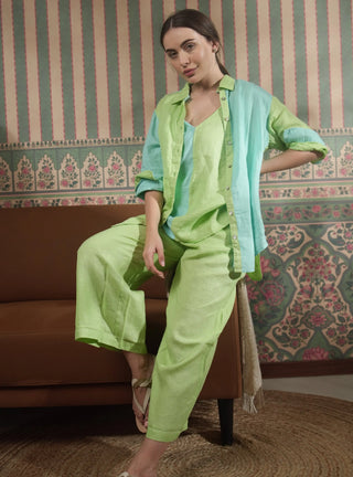 NARLA PURE NATURAL LINEN COLOR BLOCK CLASSIC SHIRT P C Crafts