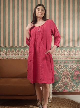 ISLA PURE NATURAL LINEN SOLID COLOR PLEATED DRESS P C Crafts