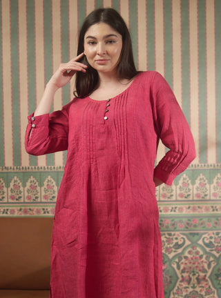 ISLA PURE NATURAL LINEN SOLID COLOR PLEATED DRESS P C Crafts