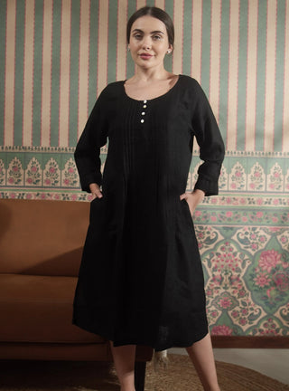 ISLA PURE NATURAL LINEN SOLID COLOR PLEATED DRESS P C Crafts