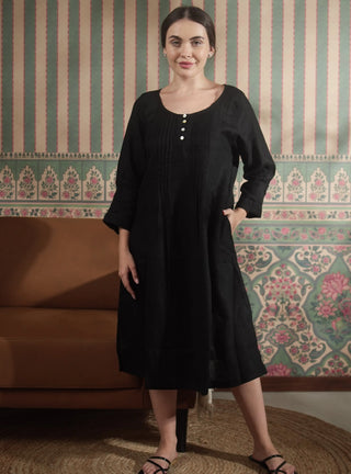 ISLA PURE NATURAL LINEN SOLID COLOR PLEATED DRESS P C Crafts