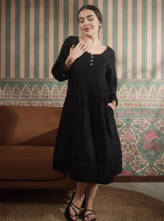 ISLA PURE NATURAL LINEN SOLID COLOR PLEATED DRESS P C Crafts