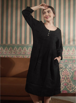 ISLA PURE NATURAL LINEN SOLID COLOR PLEATED DRESS P C Crafts